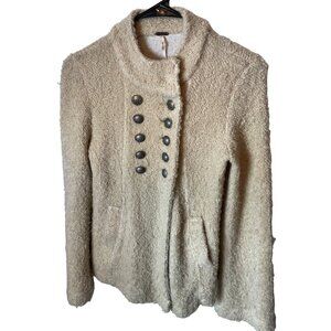 Free People XS Beige Wool-Blend Military‎ Style Jacket